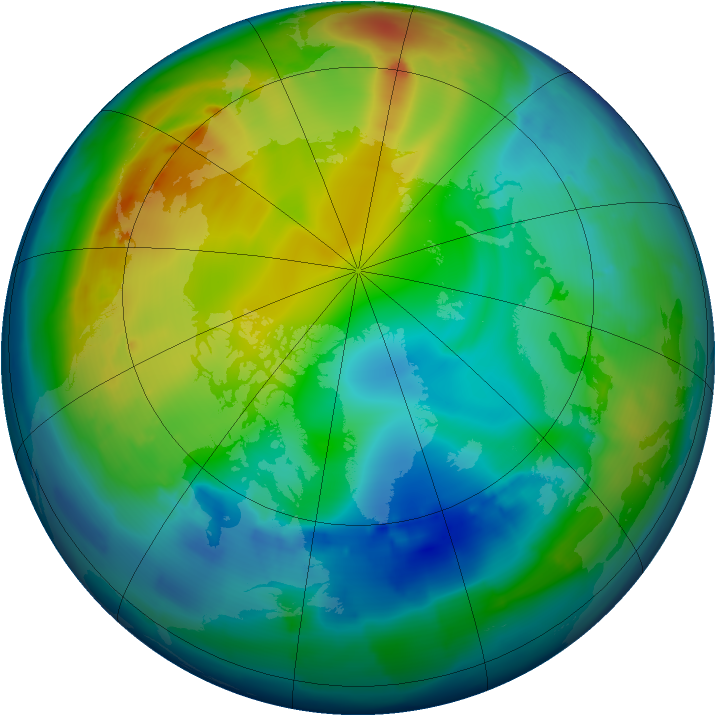 Arctic ozone map for 06 December 2012